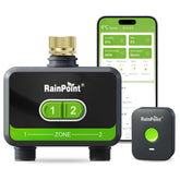 RainPoint WiFi timer front view showing compact design for easy outdoor setup.
