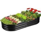 Rakukiri raised garden bed oval design for compact, efficient gardening.