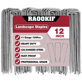 RAOOKIF 12-inch galvanized garden stake on soil for sturdy anchoring.