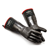 RAPICCA heat-resistant gloves with 17-inch sleeve protect arms during grilling.