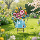 RattanView spring yard sign features daisies and butterflies for vibrant curb appeal.