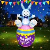 Raymall 6ft bunny on egg inflatable outdoors for an eye-catching Easter display.