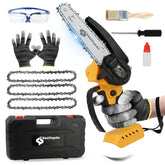 Realtopdo 6-inch chainsaw with DeWalt 20V compatibility for pruning.