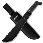 REAT machete with saw blade for yard clearing and tough cuts.