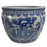 Red Lantern blue and white porcelain fishbowl planter ideal for chic indoor display.