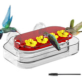 Redboat window hummingbird feeder with four ports for close-up viewing from indoors.