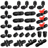 RedChili 27-Piece irrigation fittings kit shows a complete setup for flexible watering.