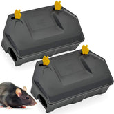 Redtop rat bait station outdoors with weather-resistant design for durable use.