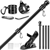 REERON 5ft flag pole kit outdoor view shows sturdy stainless steel construction for year-round display