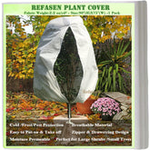 Refasen plant cover with zipper and drawstring protecting shrubs during winter.