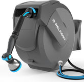 Relhost retractable hose reel wall mount 100 ft for easy garden watering.