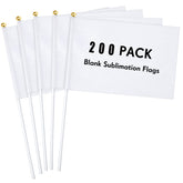 Remerry white blank sublimation mini flags on sticks for DIY event decor.