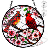 REMIAWY cardinal stained-glass panel 6inch brightens windows with colorful light.