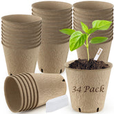 REMIAWY peat pots for seed starting, 34-pack, ready for germination.