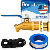 Renator brass rain barrel spigot kit main view with smooth 3/4 inch valve for easy watering.