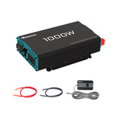 Renogy 1000W inverter front view shows compact design for portable off-grid power.