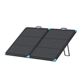 Renogy 100W portable solar panel folded for compact travel storage.