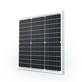 Renogy 50W mono solar panel front view demonstrates compact efficiency for off-grid use.
