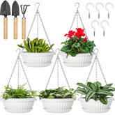 REPICLIFE 11inch white hanging planters in a stylish indoor setup.