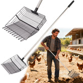 Reptilux heavy-duty chicken poop scooper with adjustable long-handle for easy coop cleaning