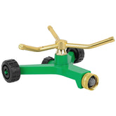Restmo 3-Arm Metal Sprinkler with wheel base for easy, mobile lawn watering