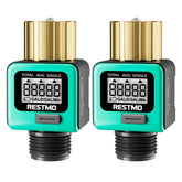 RESTMO heavy-duty water flow meter with brass inlet for garden hose tracking
