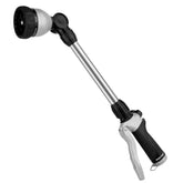 Restmo metal watering wand with 180-degree head for easy reach in tight garden corners.