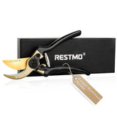 Restmo 8.6-inch pruning shears blade close-up shows ultra-sharp edge for clean cuts