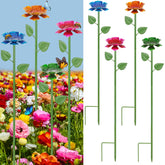 Retyion bee watering station with blue flower adds garden charm and a water source for pollinators