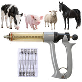ReuVibk 50ml livestock syringe gun for precise dosing during animal injections.
