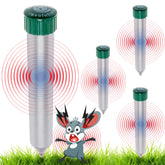 Reusable Revolution Sonic Mole Chaser 4-pack stake setup deters burrowing pests across lawns