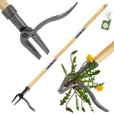 RexWeed weed puller stand-up tool with 4-claw head gripping weed roots