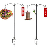 Rexwnadu 33-inch deck hook on railing holds bird feeder securely.