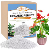 Riare 15 Quarts Organic Perlite bag close-up showing airy beads for healthy roots.