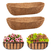 Riare 2-pack 30-inch trough liner in planter showing easy fit and drainage.
