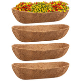 Riare 4 Pack 24-Inch Trough Coco Coir Liners for planters showing natural coconut fiber detail and fit.