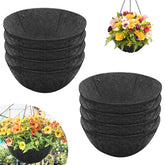 Riare 8-pack 16-inch round fabric planter liner showing durable non-woven material for long-lasting hanging baskets.