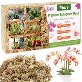 Riare premium sphagnum moss pack closeup shows long fibers for moisture retention in pots