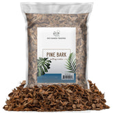 Rio Hamza Trading pine bark mulch nuggets texture for potted plant decor and soil improvement.