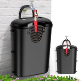 Riokko garden hose holder bucket side view shows compact hanging storage for outdoors