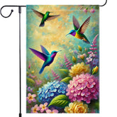 RMXJKIIU Hello Spring hummingbirds flag with vibrant spring colors for yard appeal.