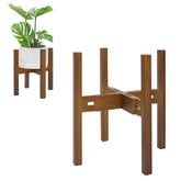 Rnined bamboo plant stand showing adjustable 8-12 inch pot compatibility for versatile decor