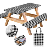 RNOONY vinyl fitted table cover 72x30 inches protects outdoor tables from spills.