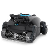 ROBOKLEEN X1 cordless pool cleaner on wall-climbing action for deep pool cleaning
