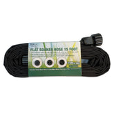 Rocky Mountain Goods flat soaker hose coiled, delivering water directly to plant roots.