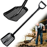 Roetelo heavy duty sifting shovel with adjustable handle extended for garden cleanup.