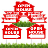 Rogue River Tactical open-house sign set with three pieces in bold colors.