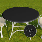 Romanstile round tablecloth with elastic edge for a secure outdoor fit