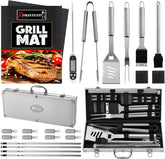 ROMANTICIST BBQ set case stainless — portable toolkit for organized backyard grilling.