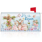 Romart He is Risen mailbox cover with bunny and floral design for curbside Easter display.